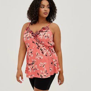 NWT | Torrid Size 4 Surplise Ruffle Tank | Georgette Floral Pink